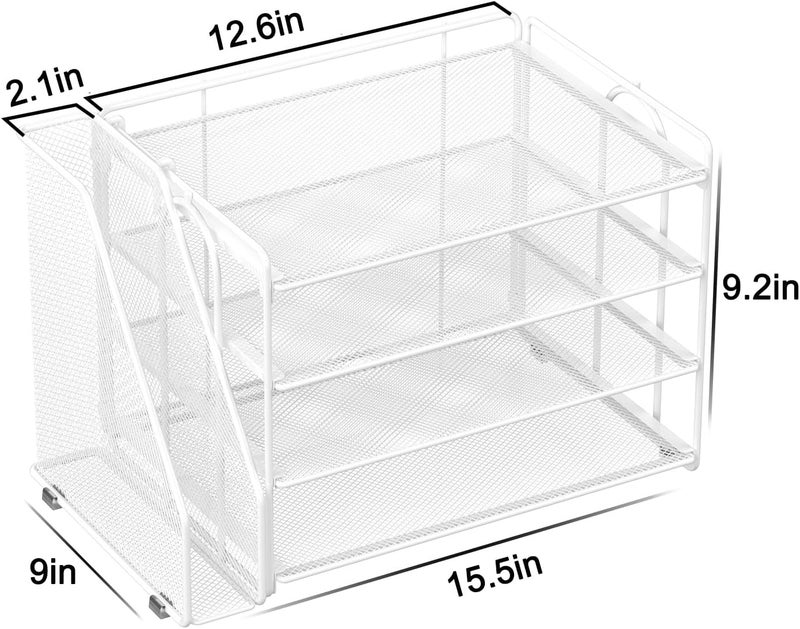 Spacrea Desk Organizers and Accessories, Paper Organizer for Desk with File organizer, Desk Accessories & Workspace Organizers for Office Supplies (White) - Image 5